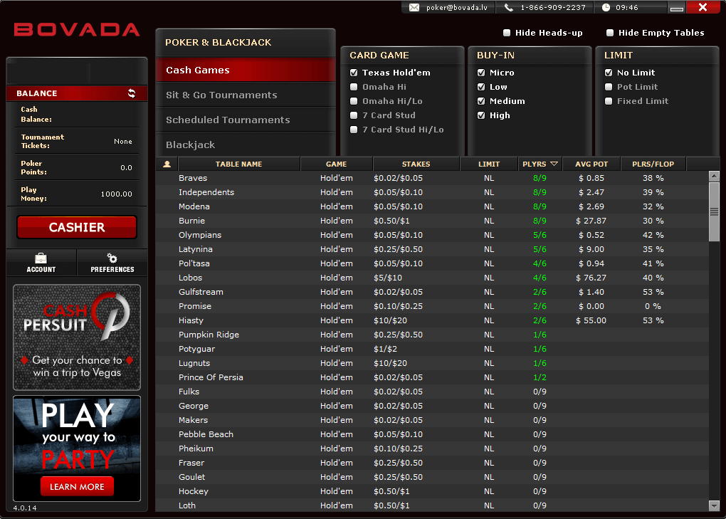 Bovada Poker Clients